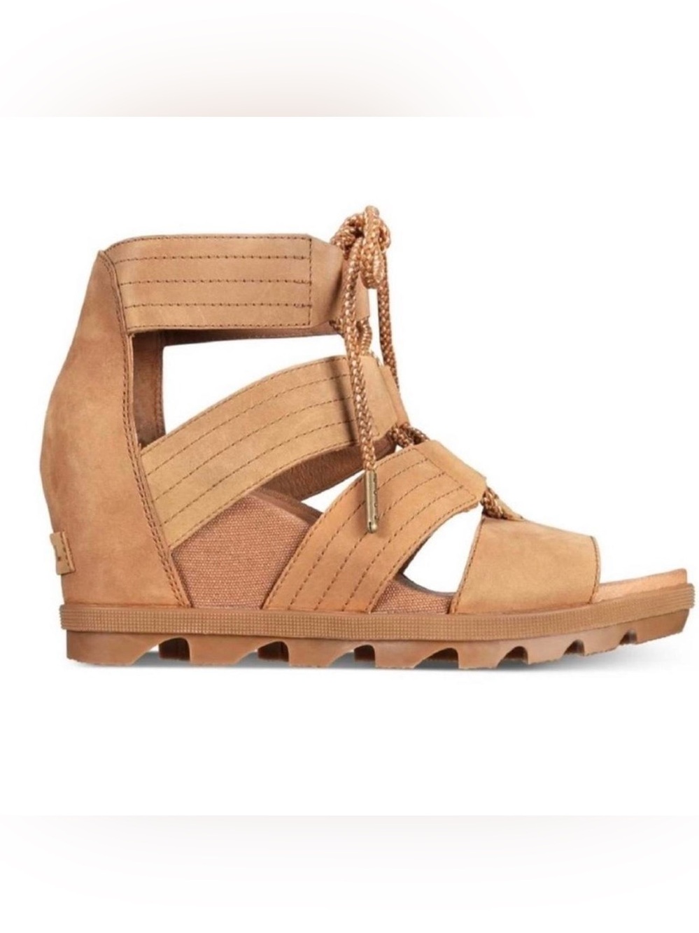 Sorel Joanie II Tan Suede Strappy Lace-Up Gladiator Sandal